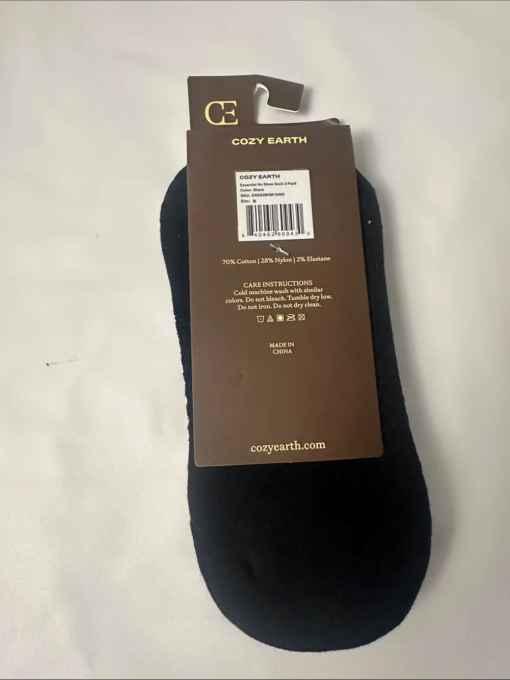 Cozy Earth Men’s No-Show Socks - Black (2 Pack)